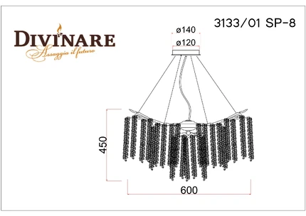 Подвесная люстра Divinare SALICE 3133 01 SP-8